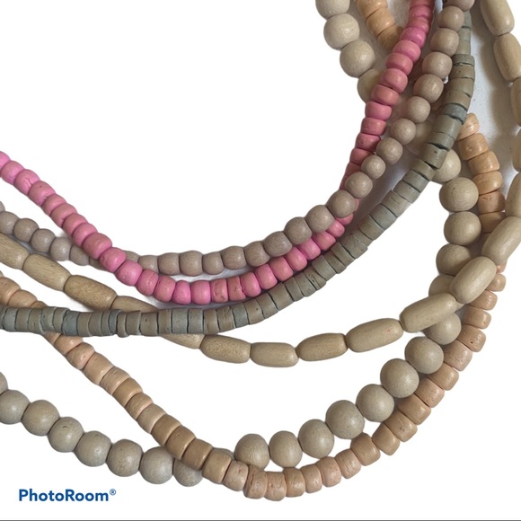 Vintage Wood Bead Boho Necklace - Picture 4 of 10